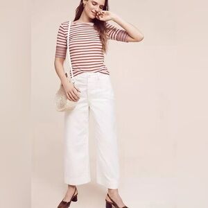 Anthropologie Etoile Striped Top by three dots Navy/Red